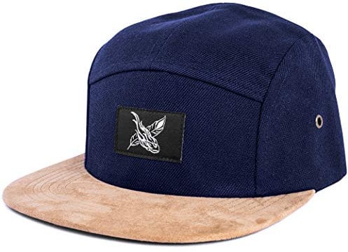 Blackskies® Port Royale 5-Panel Cap Wildlederschirm aus Kunstleder Unisex Baseball Mütze Navyblau