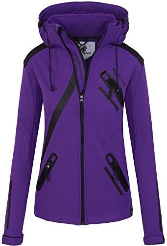 Rock Creek Damen Softshell Jacke Übergangs Jacke Windbreaker Regenjacke Damenjacken Outdoorjacke Windjacke D-371 Violett XL