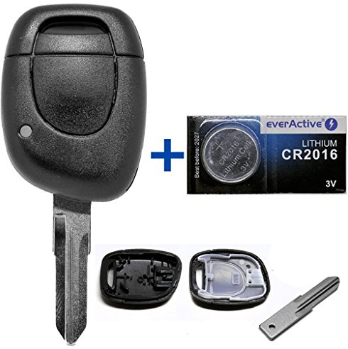 Auto Schlüssel Funk Fernbedienung 1x Gehäuse + 1x Rohling VAC102 + 1x CR2016 Batterie für Renault
