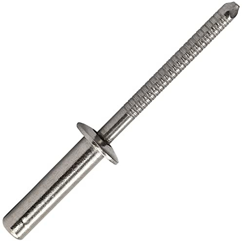 OPIOL QUALITY® Dichtblindnieten mit Flachkopf, gerillter Nietdorn 3,2x8 mm aus Edelstahl A2 V2A (10 Stück) Flachkopfnieten Dichtnieten Popnieten Bechernieten Niete ISO 16585