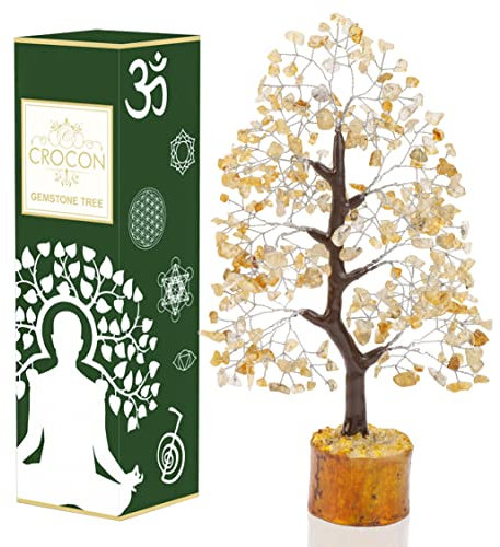 Citrine Gemstone Tree of Life - Crystal Tree for Positive Energy, Feng Shui Decor - Handmade Chakra Tree, Good Luck - Money Bonsai, Healing Stones, Gem Tree