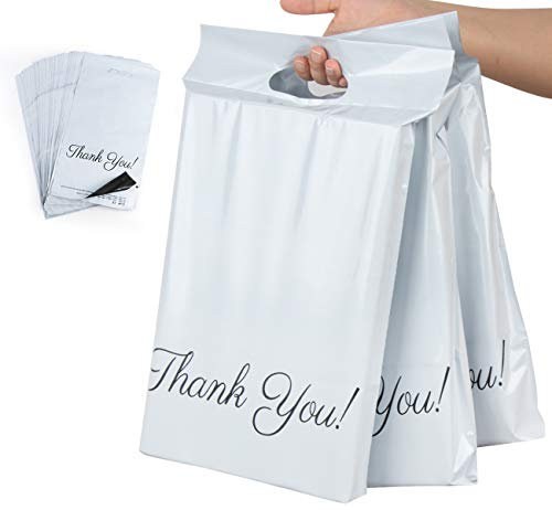 Homewit 60 Versandbeutel Plastik 250 x 350mm mitThank You Versandtaschen Blickdicht und Reißfest, Tragbare Versandbeutel,Versandumschläge mit Selbstklebendem Streifen -Weiß