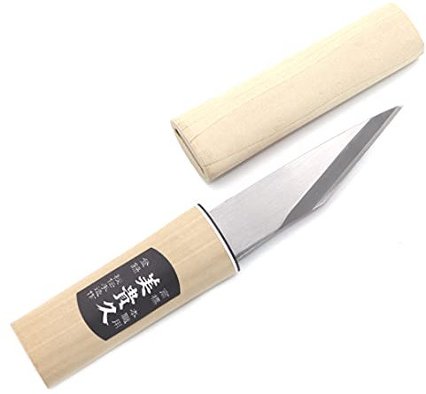 Couteau Artisanal Kiridashi Katana Lame Carbone Menuiserie Ebénisterie Bois- Forgé Main au Japon (Polie, 105 mm)