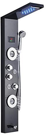 Huin Colonne de douche Panneau mural avec/Jets de massage Pommeau de douche LED Système de douche Jet de Massage Para Salle de bain Douche Douche