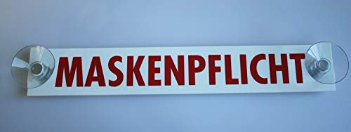 Schild mit 2 Saugnäpfen - Maskenpflicht - Gr. ca. 21cm x 4,3cm - 308039/2