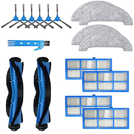 Kit d'accessoires pour Proscenic 850T Pièces de rechange pour aspirateur 2 Brosse principale + 4 Filtre Hepa + 6 Brosse latérale + 4 Chiffon de vadrouille