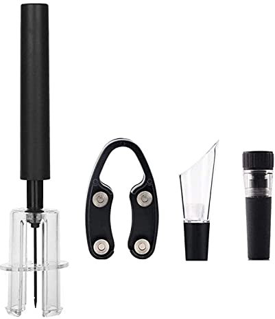 Cisixin Sacacorchos de Presión de Aire, Sacacorchos para Botellas, Kit de Abridor de la Botella del Vino con Corta Cápsulas, Vertedor de Vino, Tapón de Vino Silicona de Vacío Casa, Fiestas