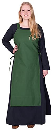 Battle-Merchant Mittelalter Überkleid Tinna Trägerkleid für Damen | Kleid Schürze mit Schnürung ärmellos Baumwolle Kostüm | LARP Wikinger Tinna (XXL, Grün)