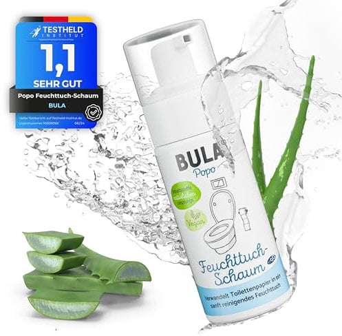 BULA® Popo Feuchttuch-Schaum TO-GO 50ml für dein Toilettenpapier | Popo Schaum als nachhaltige Alternative für (Baby u. Toiletten) Feuchttücher | Poposchaum mit Inhaltsstoffen aus natürlichem Ursprung