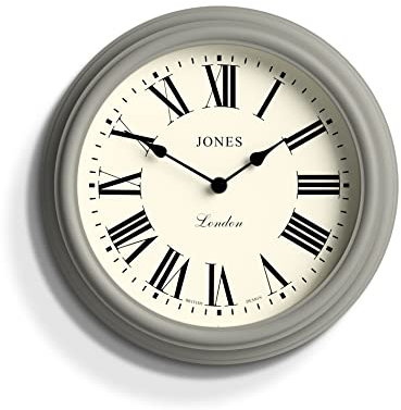 JONES CLOCKS® Venetian wanduhr | Klassische runde Uhr | 30cm | Grau | Römische ziffern | Traditionelles Design, ideal für küche, Wohnzimmer oder Schlafzimmer
