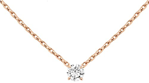 Regina Monte Carlo Collana Donna 18K in Oro Rosa con Ciondolo Solitario Punto Luce con diamante da 0,15 ct