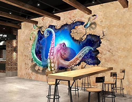 Tapeten Fototapete 3D Effekt Loch In Der Wand Oktopus Wandbilder Wohnzimmer Deko Schlafzimmer Tapete Vliestapete