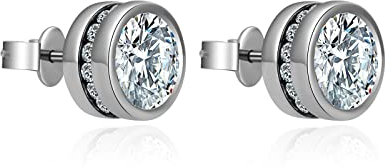 Titan Ohrringe für empfindliche Ohren, Titan Ohrstecker für Frauen, Herz Kreuz Hexagon Runde CZ Ohrstecker (8mm CZ)