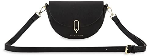 Katie Loxton Quinn Umhängetasche, klein, veganes Leder, umwandelbar, Satteltasche, Clutch, Schwarz, schwarz