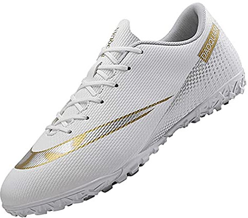Tabrebull Herren Damen Fußballschuhe Kinder Jungen Mädchen Fußballschuhe Indoor Outdoor Athletic Turf Team Cleat Laufsport Anti-Rutsch-Dämpfungsschuhe White 37