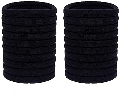 Rtinle 20 Haargummis Schwarz - Premium Gummibänder Haarbänder - elastisch und aus Baumwolle - Gummibänder für Frauen und Mädchen Dutt - Haargummi Haarband Pferdeschwanz Gummi, Schwarz