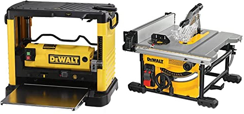 DEWALT Rabot de Chantier 1800W 317mm DW733-QS & Scie à Table Compacte 210 mm - DWE7485-QS - Scie sur Table Filaire 1850 W - Idéale pour Coupe de Pièces de Grandes Tailles - Largeur de Coupe 622 mm