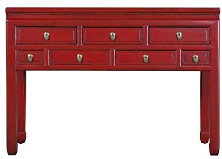 Fine Asianliving Antiker Chinesischer Konsolentisch Royal Rot B121xT45xH88cm