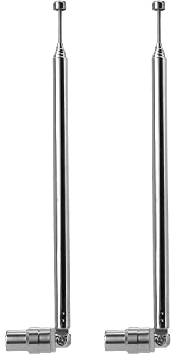 Fohevers 2 Pcs 7 Sections Telescopic Antenna TV Male Connector for AM/FM Ariels Radio HD DAB Stereo Reception Home Theater Receiver