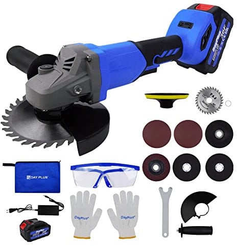 125mm Portable Electric Brushless Angle Grinder, 4-Inch Hand Held Battery, 10000 RPM, 3000mAh Battery, 2 Variable Speed, Spindle Lock, for Wallboard Grooving, Stone Cutting