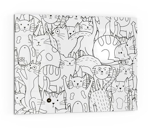 DEQORI Küchenrückwand Glas | Motiv Comic-Katzen | 80x60 cm | Bad- oder Herd-Rückwand | Herdblende Spritzschutz für Küche & Badezimmer | moderne Deko für Fliesenspiegel