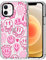 MOSNOVO Case for iPhone 12 Mini, [Buffertech 6.6ft Military-Grade Drop Protection] [Anti Peel Off Tech] Clear TPU Bumper Phone Case Cover Design - Pink Dripping Smiles Positivity Radiate Face