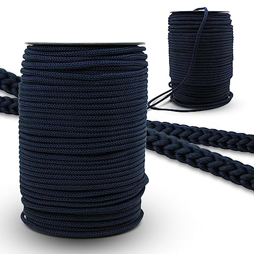 DOJA Barcelona | Seil Spule | 100m | Dunkelblaue Schnüre | 6mm Durchmesser | aus Polyester | Widerstandsfähig | Paracord-Schnur für Schnürsenkel, Sportschuhe, Tennisschuhe, Taschen, Rucksäcke, Armband