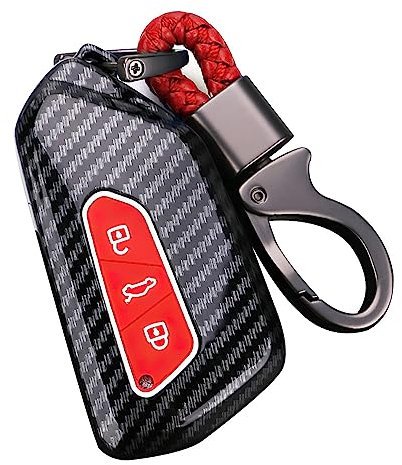 ontto Étui de protection pour clé de voiture - Convient pour Skoda Octavia A8 MK8 - Seat Leon FR Mk4 Cupra Formentor - Pour VW Golf 8 ID.4 - En ABS - Rouge