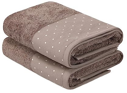 Well Home Juego de Toallas de Mano (2 Piezas) marrón y Blanco