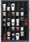 Furnishh 36 Slots Shot Glass Display Case with Lockable Door, Solid Wood Cabinet Collection Holder Wall Mounted Shot Glass Display Storage Box with Removable Shelves, 18x26, Black