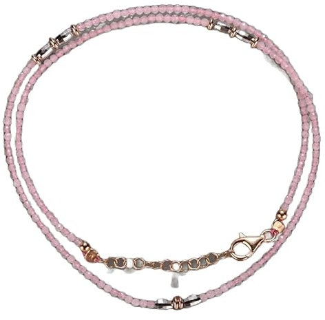 LKBEADS Natural Rose Quartz Necklace rondelle 2-3mm faceted 16inch Full strand Beads Jewelry Gemstone Necklace crystal healing energy stone Necklace for Women