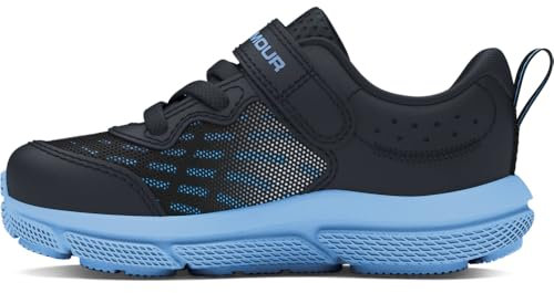 Under Armour UA BINF Assert 10 AC Ligeras deportivas de niño, zapatillas de entrenamiento con mediasuela de EVA, color negro/azul eléctrico/blanco