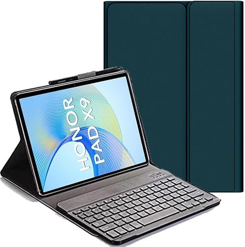 YHFZR Tastatur Hülle for Honor Pad X9 11,5 Zoll, [QWERTZ DE Layout] Slim Flip Entfernbar Drahtloser Keyboardständer Ledertasche für Honor Pad X9 11,5 Zoll, Grün