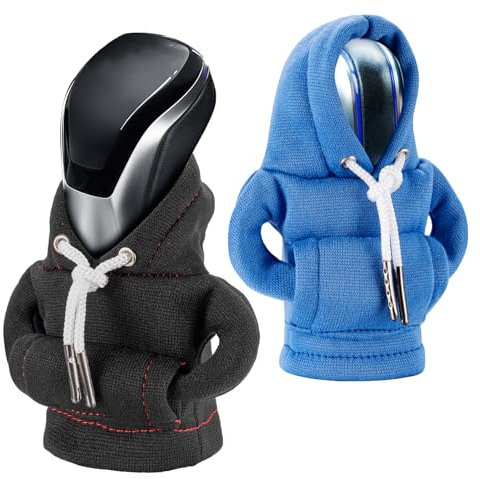 CORATED Schaltknauf Hoodie, Auto Schaltknauf Abdeckung, Mini Hoodie für Gangschaltung,Hoodie für Schaltknauf, Schaltknauf Überzug für Auto Dekoratives, Schwarz & Blau