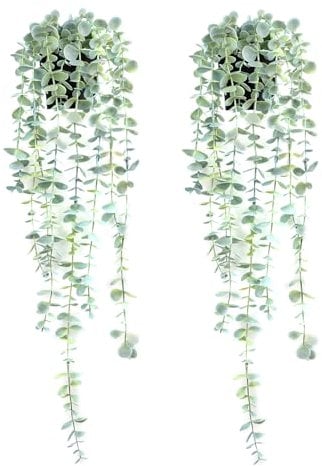 BACAMA Hanging Plants Artificial Decor Fake Potted Trailing Vines Lifelike Greenery for New Home Decoration 2PCS Light Green