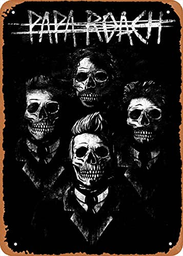 Metall-Musikposter – Musik Papa Roach Skull – 20,3 x 30,5 cm Blechschilder Plakette Bar Pub Vintage Stil Wanddekoration