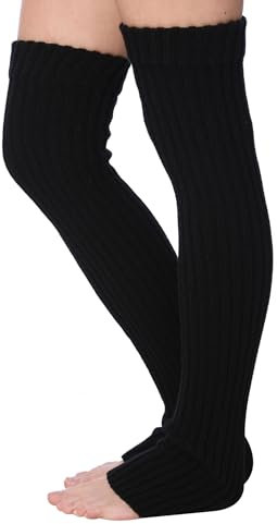 Isadora Paccini Damen Beinstulpen mit Zopfmuster, Einfarbiges Onyx-Schwarz – extra lang, Extra Long
