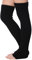 Isadora Paccini Damen Beinstulpen mit Zopfmuster, Einfarbiges Onyx-Schwarz – extra lang, Extra Long