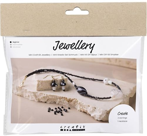 Mini-Bastelset Schmuck, schwarze Harmonie, klobige Halskette, 1 Packung