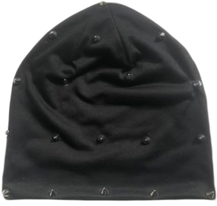 vreplrse Warm Baggy Slouchy Beanie Hat Unisex Goth Beanie Rivet Rock Punk Hat Stud Spike Hats Leicht zu reinigendes Polyester Zuverlässig, Schwarz