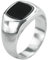 Daesar Herren Ring Personalisiert, Edelstahl Ringe 12MM mit Schwarz Stein Siegelring Silber Ring Große 70 (22.3)