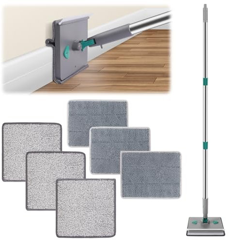 Wand- und Sockelleistenreiniger Staubwischer, Fliesenreiniger Gerät Fliesenwischer mit 200cm Rostfreie Stähle langem Griff Bad Reiniger Wischmopp Fensterputzer mit Teleskopstiel