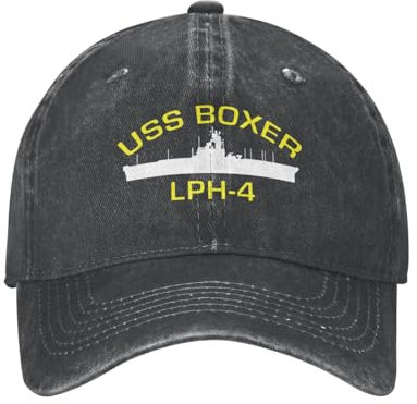 KWQDOZF USS Boxer Lph 4 Hut Casquette Denim Baseball Cap Unisex Herren Hut Damen Hut Schwarz