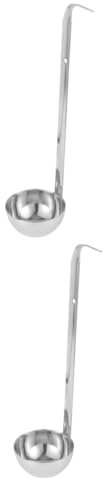 Cabilock 2 Piezas Cuchara Con Gancho Cucharón Reutilizable Cucharón De Salsa Mini Pantallas De Lámpara Cucharas De Sopa Cuchara Sopera Cucharadas Espesar Cáscara De Sopa Acero Inoxidable