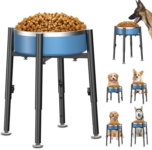Support de Bol pour Chien Une Seule,Surélevé pour Bol de 6 à 11 Pouces, 4 Réglages en Hauteur, Support d'abreuvoir Alimentaire Surélevé pour Chiens de Grande, Moyenne et Petite Taille