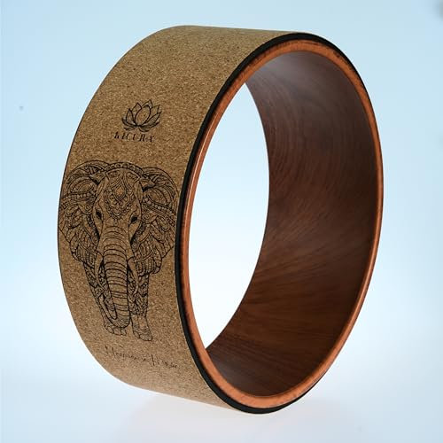 Kicura Yoga-Zubehör aus Kork – Faszienrolle, Yoga-Block, Yoga-Rad & Yoga-Gurt (Baumwolle) – Nachhaltige Materialien für Dehnung, Balance & Entspannung (Yoga-Rad)