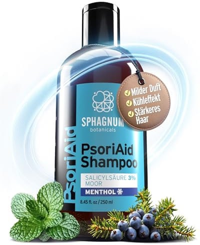 NEUES 2025 Psoriasis Shampoo mit Salicylsäure – Natürliche Formel für schuppenflechte Kopfhaut mit Torf und Menthol, beruhigt juckende, schuppige und rote Kopfhaut. Anti Schuppen, 250ml