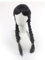 Damen Fasching Karneval Perücke Damen Halloween Karneval schwarz, Schwarz Perücke Damen mit Haarnetz, lange geflochtene Zöpfe Mittelscheitel Schulmädchen