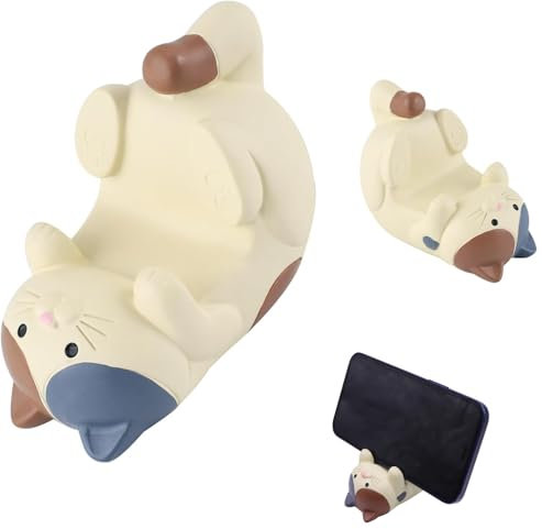 EnixwH Funny Cat Holder Support Universel pour TéLéPhone Portable pour Bureau, Support Telephone Bureau, Porte Telephone, Portable Support Smartphone, Universal Cell Phone Holder Cat (Blanc)
