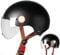 DXDRT Retro Vespa Helm Erwachsene Open Face Motorrad Halb Helm Vintage Motorrad Elektrische Roller Moped Helme mit Clear Visor Licht Atmungsaktiv Quick Buckle Helm,Schwarz